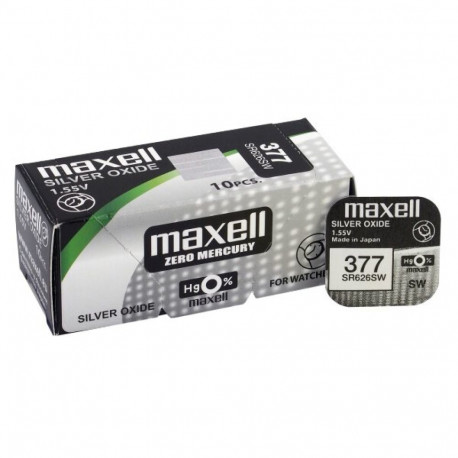 Battery - Maxell 377 (SR626SW, 1.55V, 40mAh) 10 pcs.