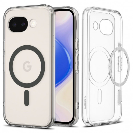 Kaitseümbris Ultra Hybrid (MagFit), Google Pixel 10a, läbipaistev tumehalli Qi2/MagSafe ringiga, Spi