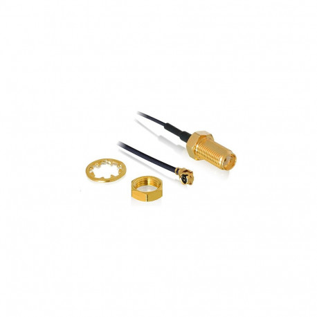 "DELOCK Antennenkabel SMA Buchse zum Einbau zu I-PEX Inc. MHF I Stecker 1.37 50cm Gewindelnge 10mm"