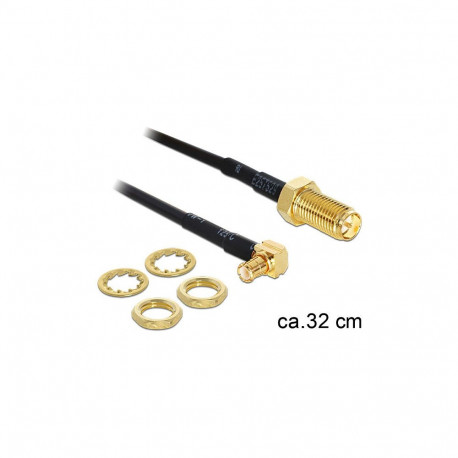 Delock antennikaabel RP-SMA pesa paneelikinnitusega MCX pistik 90° 320mm