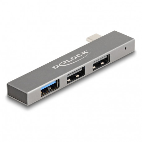 Delock 3-pordiline õhuke USB-jaotur USB Type-C - 1 x USB 10 Gbps USB Type-A + 2 x USB 2.0 Type-A