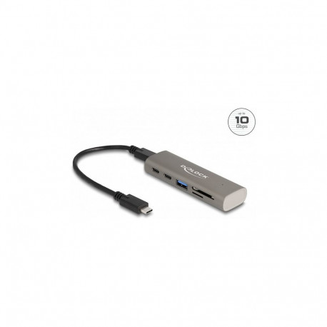 3-pordine USB 10 Gbps jaotur koos SD- ja microSD-kaardilugejaga, USB Type-C™-ühendusega