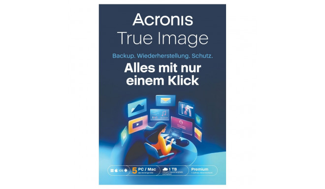 "Acronis True Image Premium - 5 Computers + 1 TB Acronis Cloud Storage - 1 year subscription - ESD-D