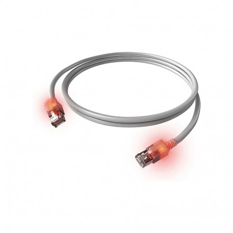 "EASYLAN DualBoot LED Patchkabel RJ45 S/FTP Kat.6A Class EA mit saCon Stecker LSOH grau 1.5m"