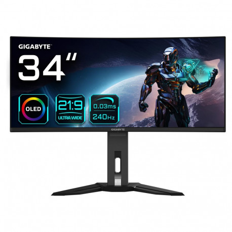 "GIGABYTE MO34WQC2 86,36cm 34Zoll OLED gaming monitor 3440x1440 WQHD 250 cd/m2 240Hz 2xHDMI 2.1 1xDP