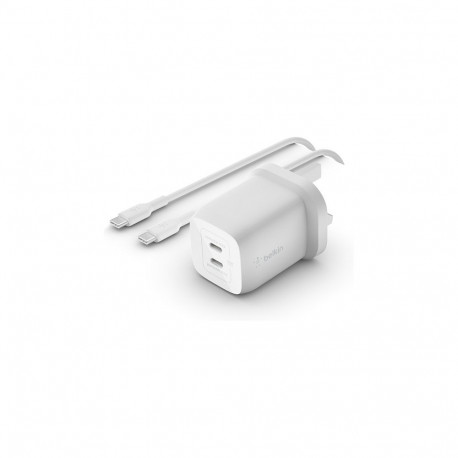 Belkin 65W Dual USB-C GaN laadija PD ja PPS + 2m kaabel