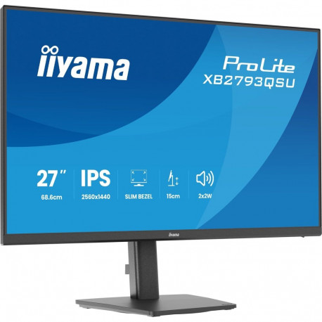 Iiyama ProLite XB2793QSU-B1 (68.5 cm (27 inches), black (matt), QHD, IPS, HDMI, DP, USB hub, height 