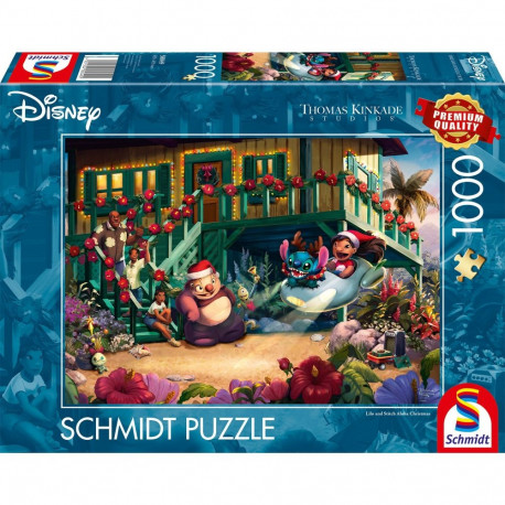 Thomas Kinkade Studios pusle Disney Lilo ja Stitch Aloha jõulud 1000-osaline