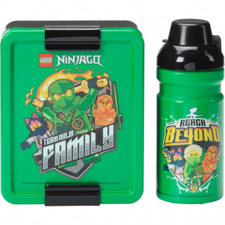 LEGO lõunakastide komplekt Ninjago 2-osaline koos joogipudeliga, must/roheline