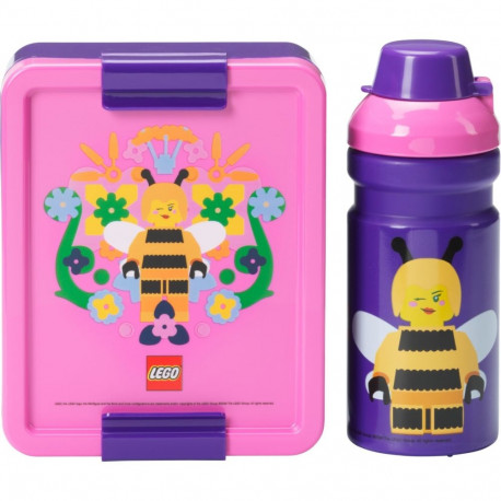 Room Copenhagen LEGO Lunch Box Set Bee (purple/pink, 2-piece, with drinking bottle)