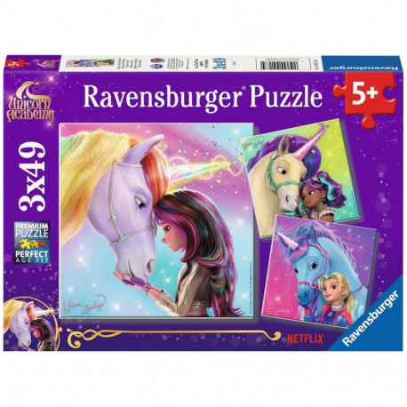 Ravensburger children's puzzle Unicorn Academy - magic and friendship (3x 49 pieces)
