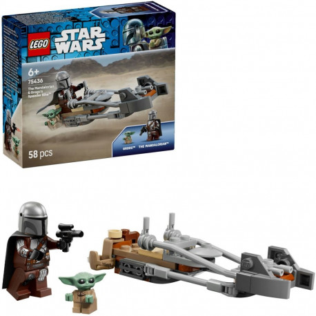 75436 Star Wars Der Mandalorianer und Grogu auf ihrem Speeder Bike