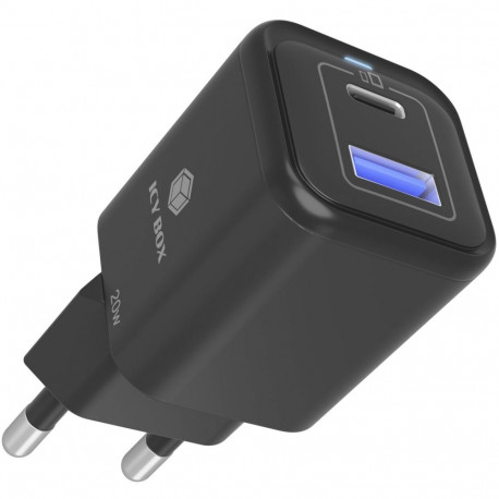 USB-laadija IB-PS1020-PD 2-pordiline 20W USB-A + USB-C PD 3.0 20W + QC 3.0 18W, must