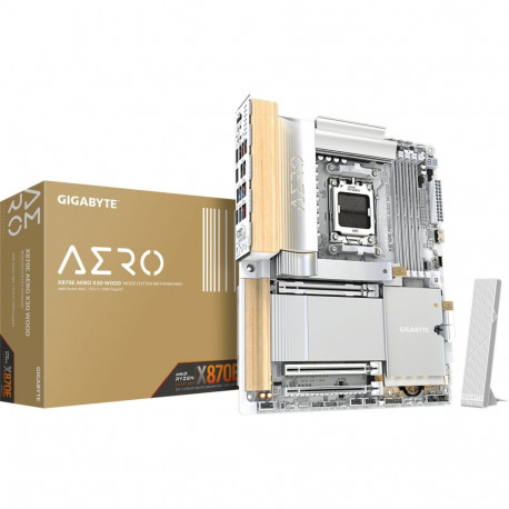 Gigabyte X870E AERO X3D Wood AMD AM5 ATX Motherboard Silver Wood