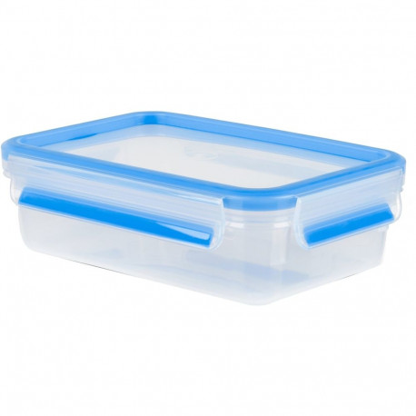 CLIP & CLOSE Frischhaltedose 0,8 Liter (transparent/blau, rechteckig, Klassikformat)