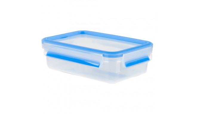 CLIP & CLOSE Frischhaltedose 0,8 Liter (transparent/blau, rechteckig, Klassikformat)