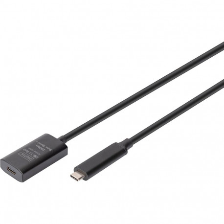 Aktiivne USB 3.2 Gen 2 pikenduskaabel USB-C pistik > USB-C pesa repeater-kaabel 5m, must