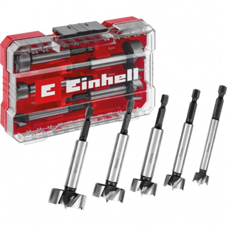 Einhell-KWB Forstner drill bit set, 5 pieces (red/transparent, 1/4", in M-CASE)