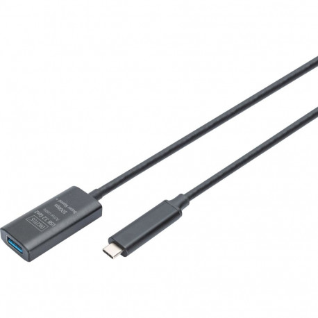 Aktiivne USB 3.2 Gen 2 pikenduskaabel USB-C pistik > USB-A pesa 5m repeateriga, must