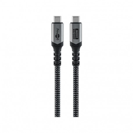 USB4 Gen 3x2 Kabel, USB-C Stecker > USB-C Stecker, 40Gbit/s (schwarz/grau, 1,8 Meter, PD, Laden mit 