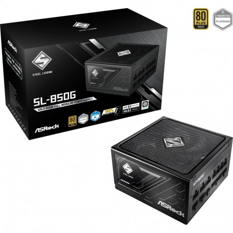 ASRock Steel Legend SL-850G, PC power supply, black, 1x 12-pin high power GPU, 2x PCIe, cable manage