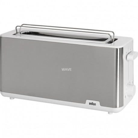 Braun Household Long Slot Toaster PurShine HT 1610 WH (stainless steel/white, 1,030 watts, for 2 sli