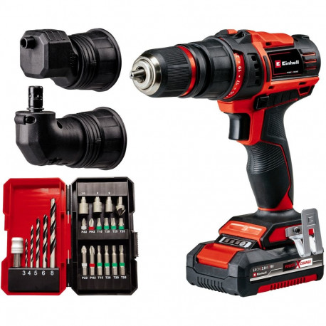 Einhell Cordless Drill Set TE-CD 18/45 3X-Li +22, 18V (red/black, Li-Ion battery 2.0Ah, 22-piece acc