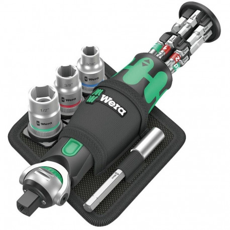 Wera 8009 Zyklop Pocket Set Imperial 2, bit set (black/green, reversible ratchet for 3/8", 1/4")