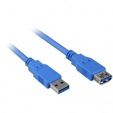 pikenduskaabel USB 3.2 Gen 1 USB-A pistik > USB-A pesa 3m topelt varjestatud, sinine