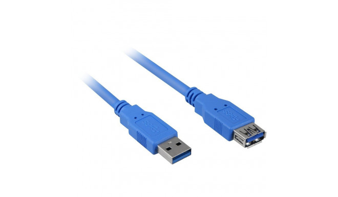 pikenduskaabel USB 3.2 Gen 1 USB-A pistik > USB-A pesa 3m topelt varjestatud, sinine