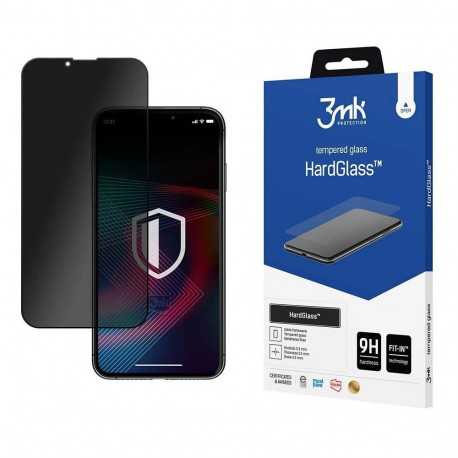 Privaatsusfiltriga kaitseklaas 3MK iPhone 13/13 Pro/14/16e Privacy HG Max, must