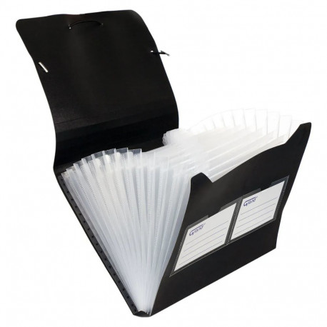 Lõõtsmapp A5 12-osaline GRAND nurgakummiga must