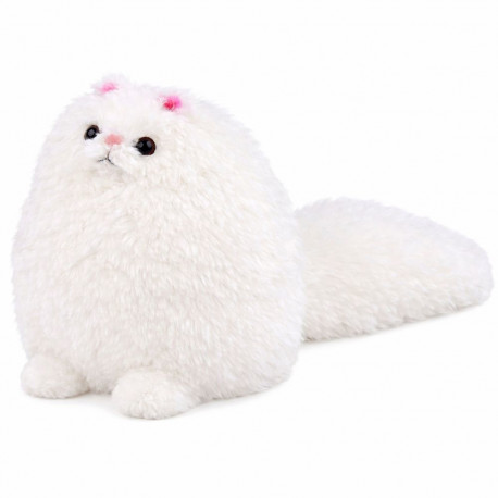 Suur valge pika sabaga plüüsist kass 30 x 30 cm