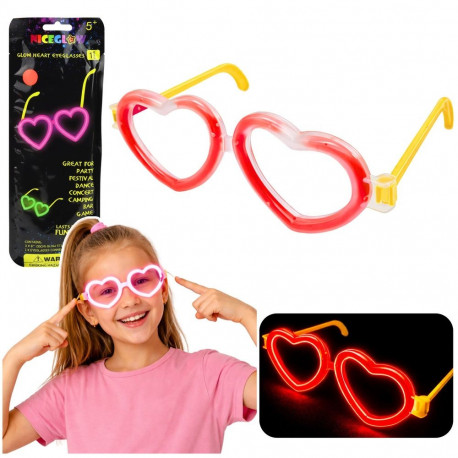 Okulary Fluorescencyjne Serca Świecące W Ciemności Stick Neon Czerwone