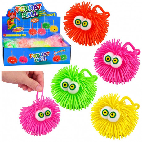 Silmadega sensoorne stressipall, põrkav, LED-valgusega, erinevad värvid