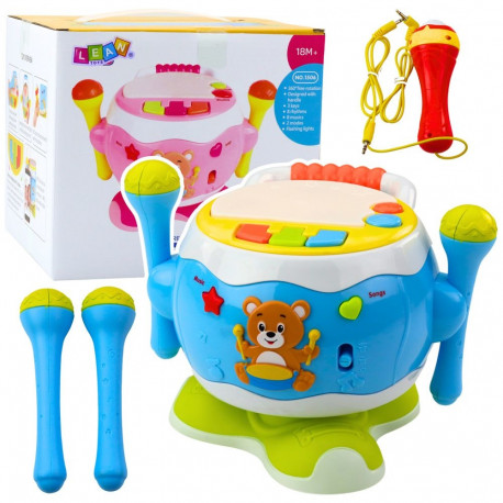 Sinine interaktiivne muusikaline laste trumm tulede ja helidega