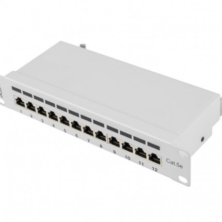 Lanberg patch-paneel 12PORT 1U 10" CAT.5E FTP kaablikorraldajaga, varjestatud, hall