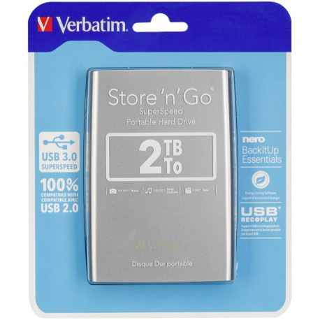Verbatim väliskõvaketas Store n Go 2,5 2TB USB 3.0 53189, hõbedane