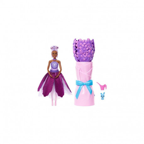 Barbie Petal Pop Scented Fashion Doll with Purple Dress, Reveal Accessories like Bunny & More