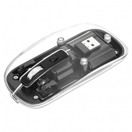 Manhattan juhtmevaba hiir USB-A 4 nupuga RGB LED must läbipaistev