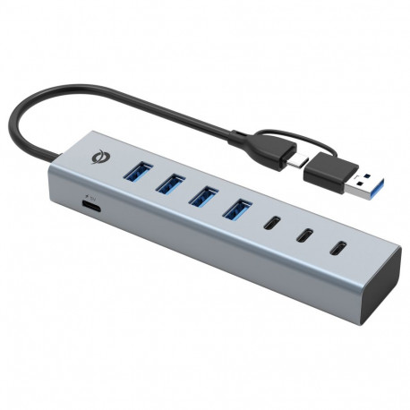 "CONCEPTRONIC 7-Port Hub USB-A3.0/-C Adap.->4xA3.0+o.Netz. gr"