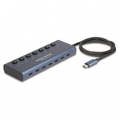 "USB 5 Gbps Hub mit 7 USB Type-C™ Ports mit Schalter davon 6 x Datenport + 1 x Daten und PD 20 Watt"