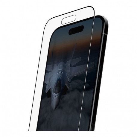 PanzerGlass Stealth musta raamiga ekraanikaitse iPhone 17 Air | Ultra-Wide Fit Fastfit paigalduskomp
