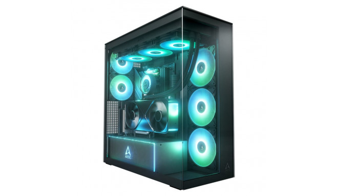 "Arctic Xtender (Black) mirrow black window with GPU vertical mount"