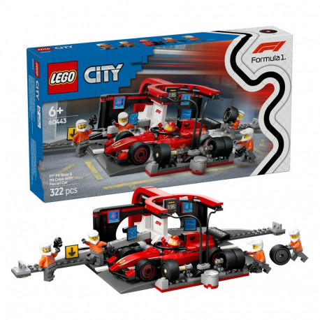 "LEGO 60443 City F1 Boxenstopp mit Boxencrew und Ferrari Flitzer"