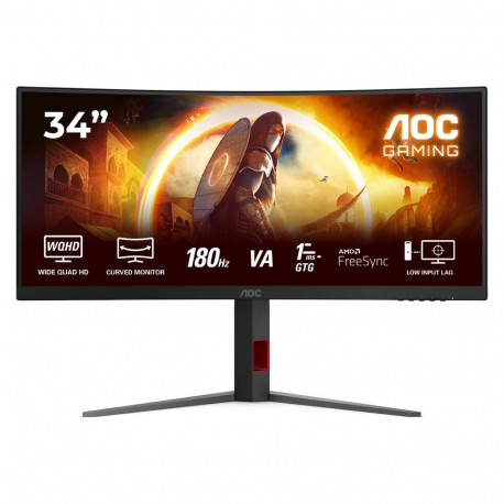 86cm/34" (3440x1440) AOC CU34G4 21:9 FastVA 0,5ms 180Hz HDMI DisplayPort kaardus Freesync Premium HD