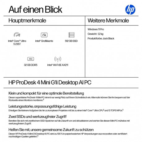 "HP PRODESK 4 MINI G1I U5-235T"