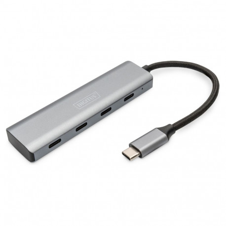 "DIGITUS USB-C-Hub 4-Port 3.1->4xC3.1 integr. Kabel silber"