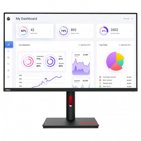 "80cm/31,5"" (3840x2160) Lenovo ThinkVision T32p-30 16:9 4K IPS 4ms 60Hz HDMI DP USB-C Pivot Black"