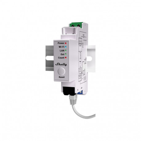 Shelly Pro EM 50A WLAN LAN voolumõõtja koos 2x 50A klemmiga, mõõtmisfunktsioon, BT, DIN-liist